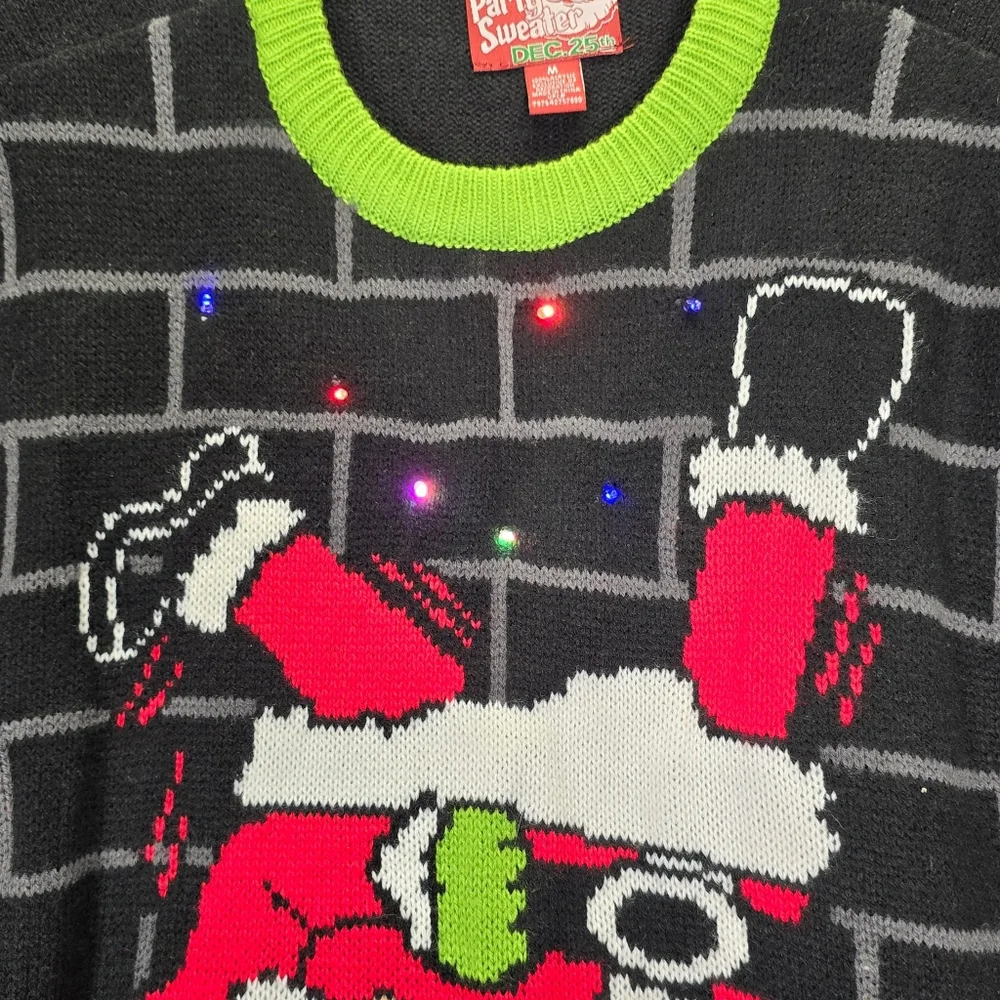 Ugly Christmas Party Sweater LED Light Up Santa Break Dancing Club Mens M